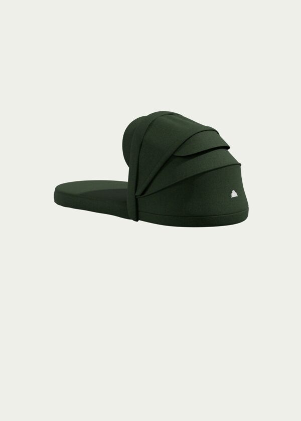 Canopy for C- and U-Series in dark green Kentish fabric with sun visor and white logo, side view