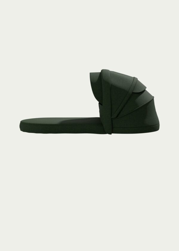 Canopy and sun shield in dark green Kentish for C-Series textile basket, side view isolated